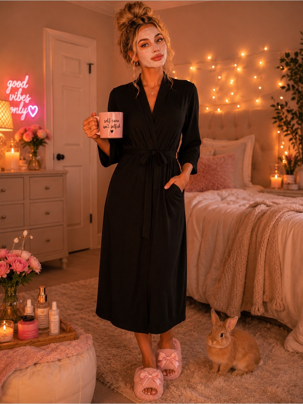 Turquaz Black Lounge Robe 🖤✨
NWT | Size Small | Cozy Self-Care Spa Vibes